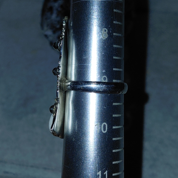 Silver Floral Wolf Ring with Wild Horse Jasper Stone - Picture 8 of 9